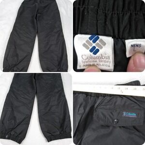 Vintage Columbia Pants Mens Large Black‎ Adjustable Elastic Waterproof Wind Snow
